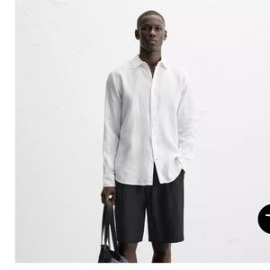 100% linen white shirt. Long Sleeve. Size XS